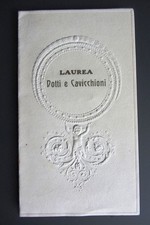 Menù originale pranzo LAUREA DOTTI e CAVICCHIONI 1914 ALBERGO EUROPA spiritoso