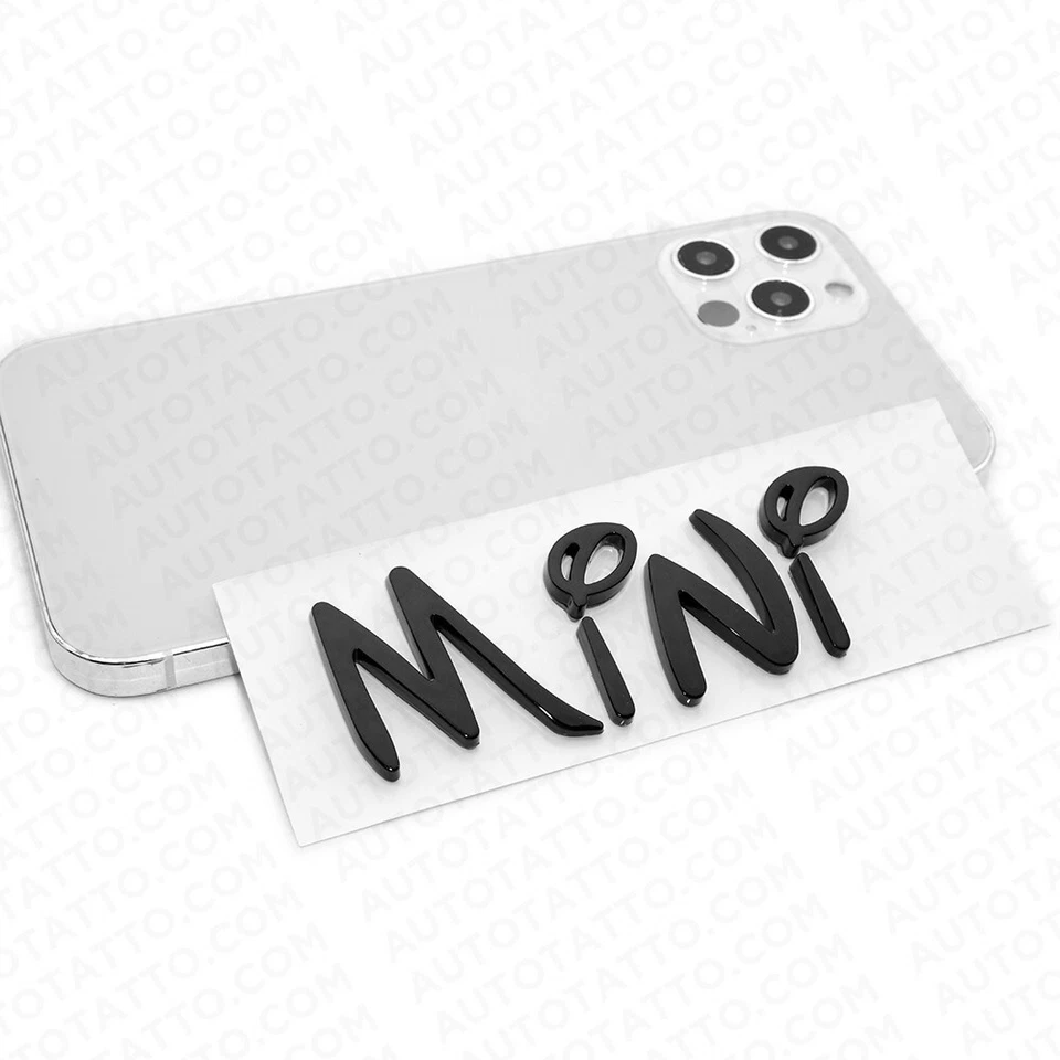 Mini Cooper Linda Letra Guardabarros Puerta Levadiza Emblema Insignia Placa de Identificación Decorar Negro Foto 3 de 4