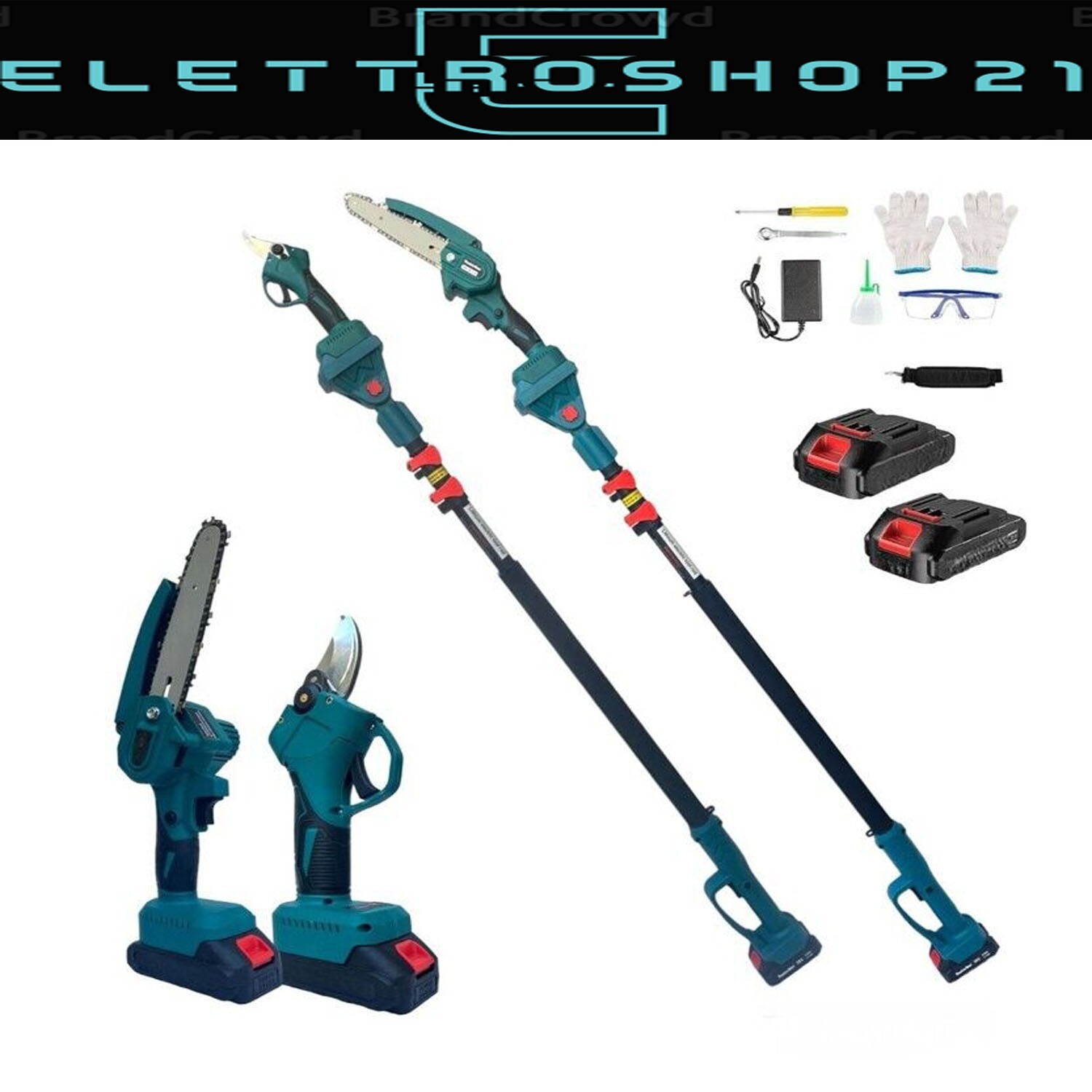 Kit Potatura 3-in-1: Mini Motosega + Cesoia Elettrica + Asta Pro