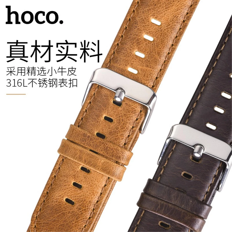 Correa de reloj de cuero genuino HOCO de 22 mm correa de reloj de repuesto genérico correa Foto 4 de 4