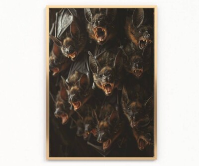 Vampir Fledermaus Druck Dark Academia BILD Gothic Wanddeko Goth A4 UNGERAHMT