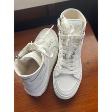 Zadig  Voltaire Women's Leather High Top Sneakers Platform Lace Up White 37