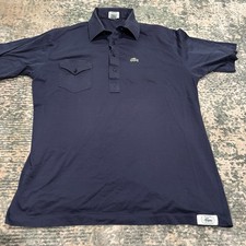 Vintage Izod Button Pocket Shirt Men  s Navy Blue XL RARE