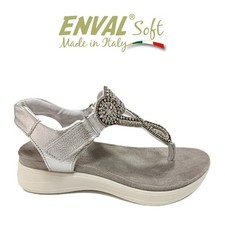 Enval Soft Sandalo Donna Infradito con Strass 7786622 Argento Nero Cinturino a S