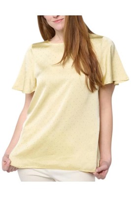 DG2 by Diane Gilman Women's Rhinestone Embellish Flutter Top Yellow