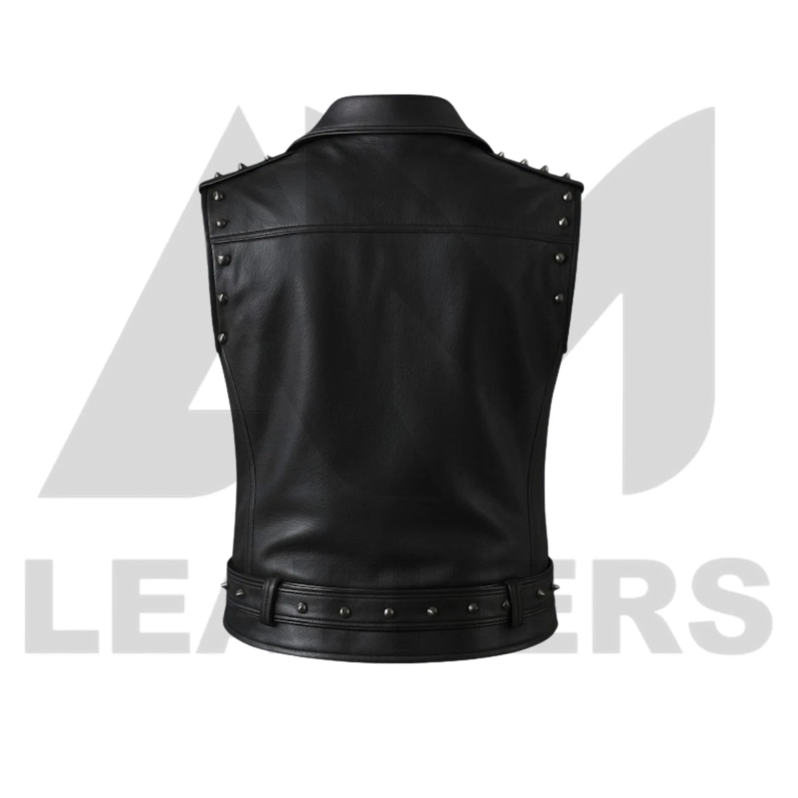 Men Studded Leather Biker Vest Punk Rock Spiked Waistcoat Heavy Metal Motorcycle image 2