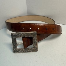 Brighton VTG 1992 Brown Leather Ornate Silver Buckle 42707
