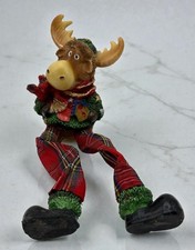 Christmas Moose Shelf Sitter Holiday Decoration Jubilee Giftware Plaid