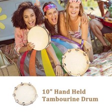 Kids Rhythm Tambourine - 10in Birch Shell Metal Jingles Educational Instrument