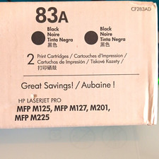 HP 83A Genuine Black Laser Toner CF283AD/CF283A 2 Pack M125 M127 M201