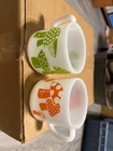 Vintage Pyrex Mushroom Pattern Milk Glass Mugs