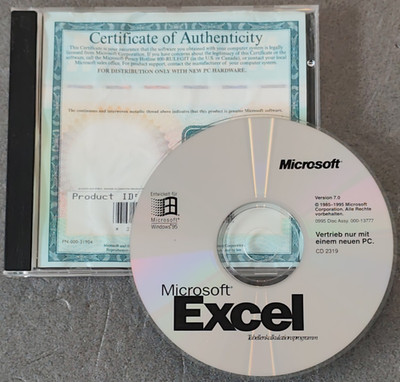 Microsoft Excel 95 (7.0)   deutsche Vollversion   ready Win 95 bis Win 7