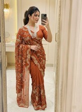WEDDING DESIGNER BOLLYWOOD SAREE BLOUSE NEW SARI INDIAN PAKISTANI BRIDAL PARTY