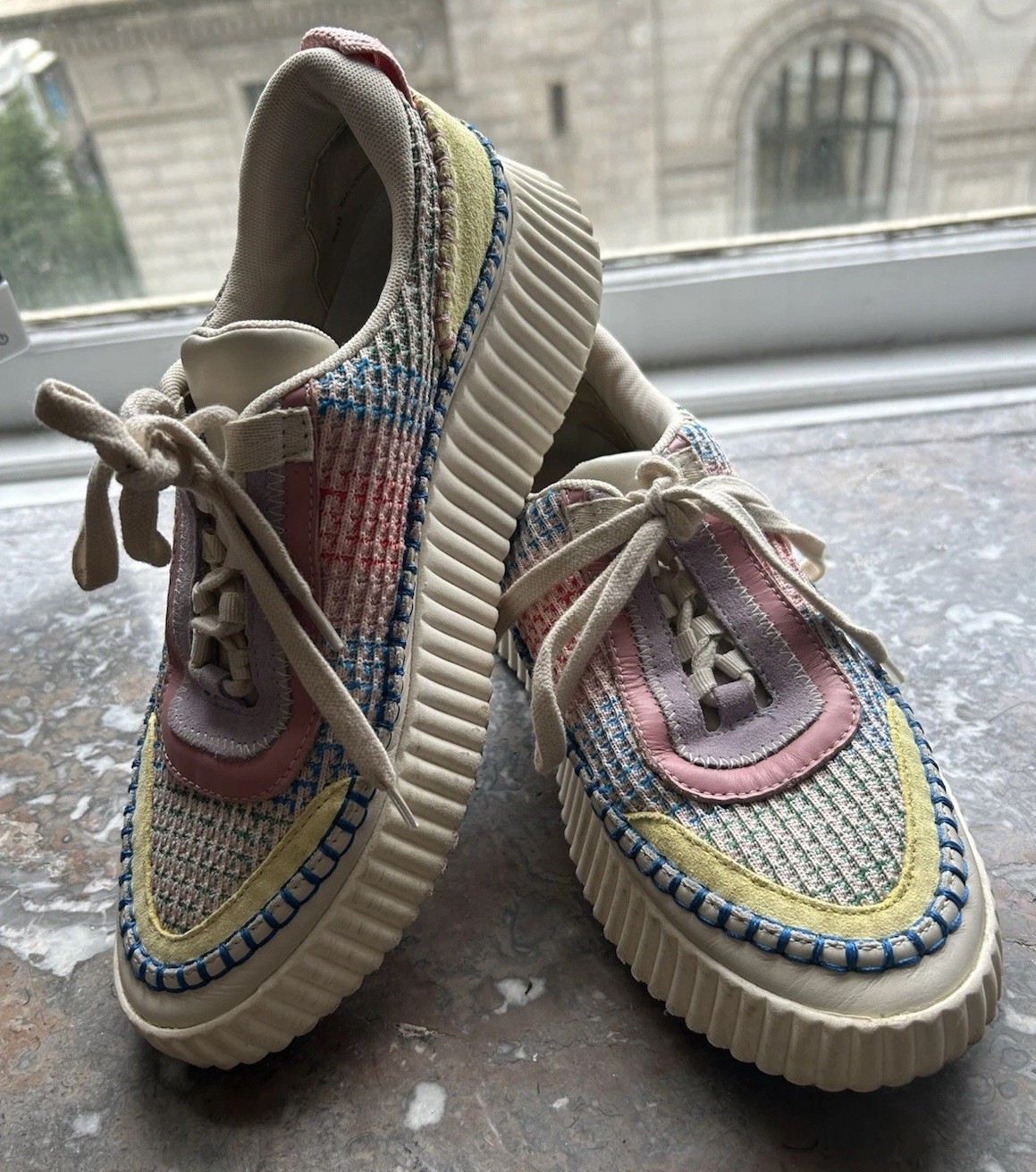 Dolce Vita Women's Dolen Funfetti Knit Platform Sneakers Size 9.5 Colorful