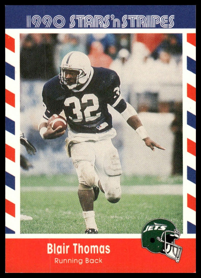 1990 Asher Candy Stars 'n Stripes #82 Blair Thomas New York Jets NM+