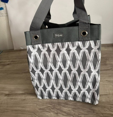 NEW Thirty-One Essential 2 Handle Charcoal Links Storage Tote