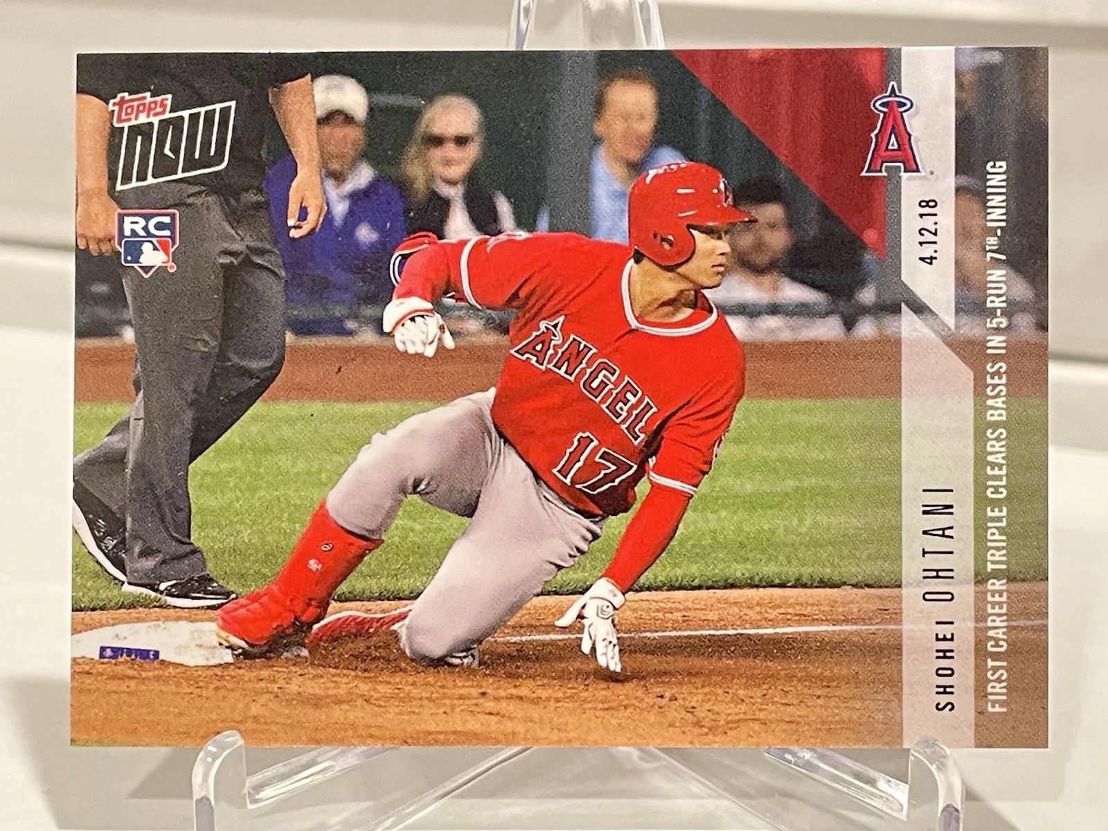 2018 Topps Now #72 Shohei Ohtani Rookie First Career Triple Angels