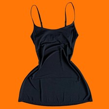 90's vintage black slinky model off duty lingerie slip dress S Victoria's Secret