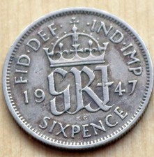 1947 Great Britain 6 Pence Wedding Coin