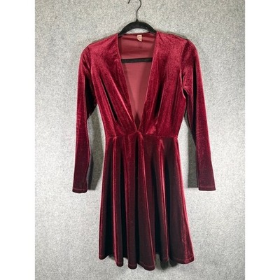 knee length dresses for ladies Celino Women's Burgundy Lace Off Shoulder Long Sleeve Skater Dress main image 0