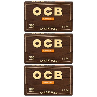 OCB Virgin Stack Paks 1 1/4 - 300 Leaves - 3 Packs