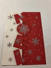 Love White And Red Christmas Card With Snowflakes.