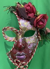 Masquerade Mask Original Hand Painted Venezia Stick For Halloween Mardi Gras B 