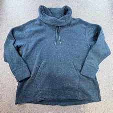 NIKE Therma Fleece Women s Sz S Blue Heather Cozy Funnel Cowl Neck Sweatshirt