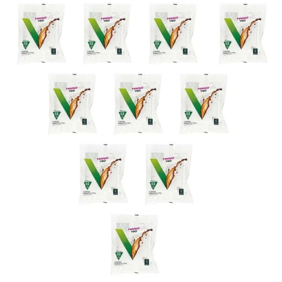 10 x HARIO Papierfilter weiß f.V60-02, 100 Stück (VCF-02-100W)