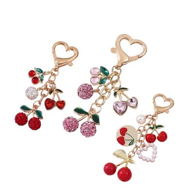 Unique Designs Cherrys Pendant Multifunctional Alloy Keyring for All Ages Use