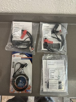 (Lot Of 4) Kensington Sendt ClickSafe Keyed Laptop Lock Cable & Mount Anchor New