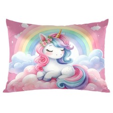Pink Cute Unicorn Satin Pillowcase for Hair and Skin Queen Size Silp Silk Pil...