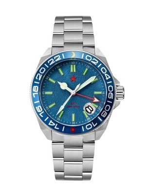 SEAKOSS 40mm NH34 GMT Automatikuhr 5ATM blaues Zifferblatt leuchtende Indizes