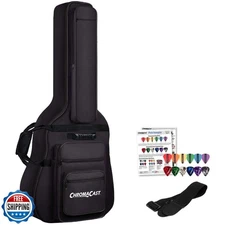 ChromaCast Acoustic Guitar 6-Pocket Padded Gig Bag with Guitar Strap and Pick
