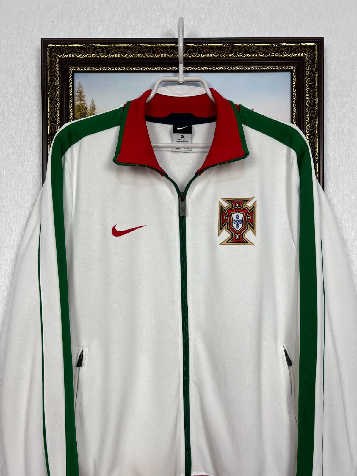 SACAI X NIKE Giacca bianca calcio Nike Portugal vintage calcio uomo pista zip taglia M