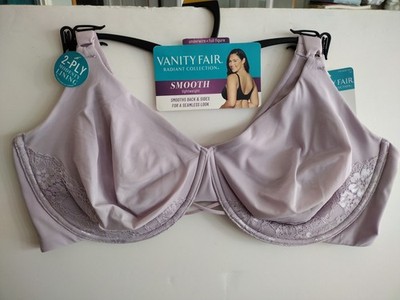 vanity fair Bra Size 40DDD LILAC 76571 BACK SMOOTHING SOFT CUPS FULL FIGURE 
