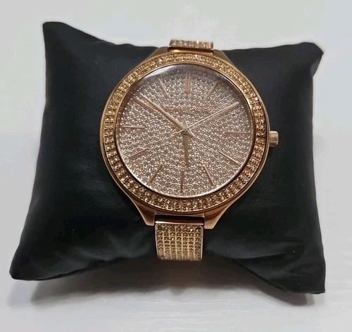 Orologio donna MICHAEL KORS Crystal Pave quadrante e cinturino MK 3251 batteria nuova così com'è