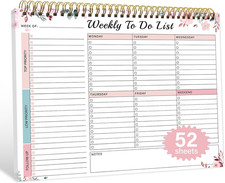 Weekly to Do List Notepad with 52 Undated Sheets 8.5" 11" - Undated Weekly Desk