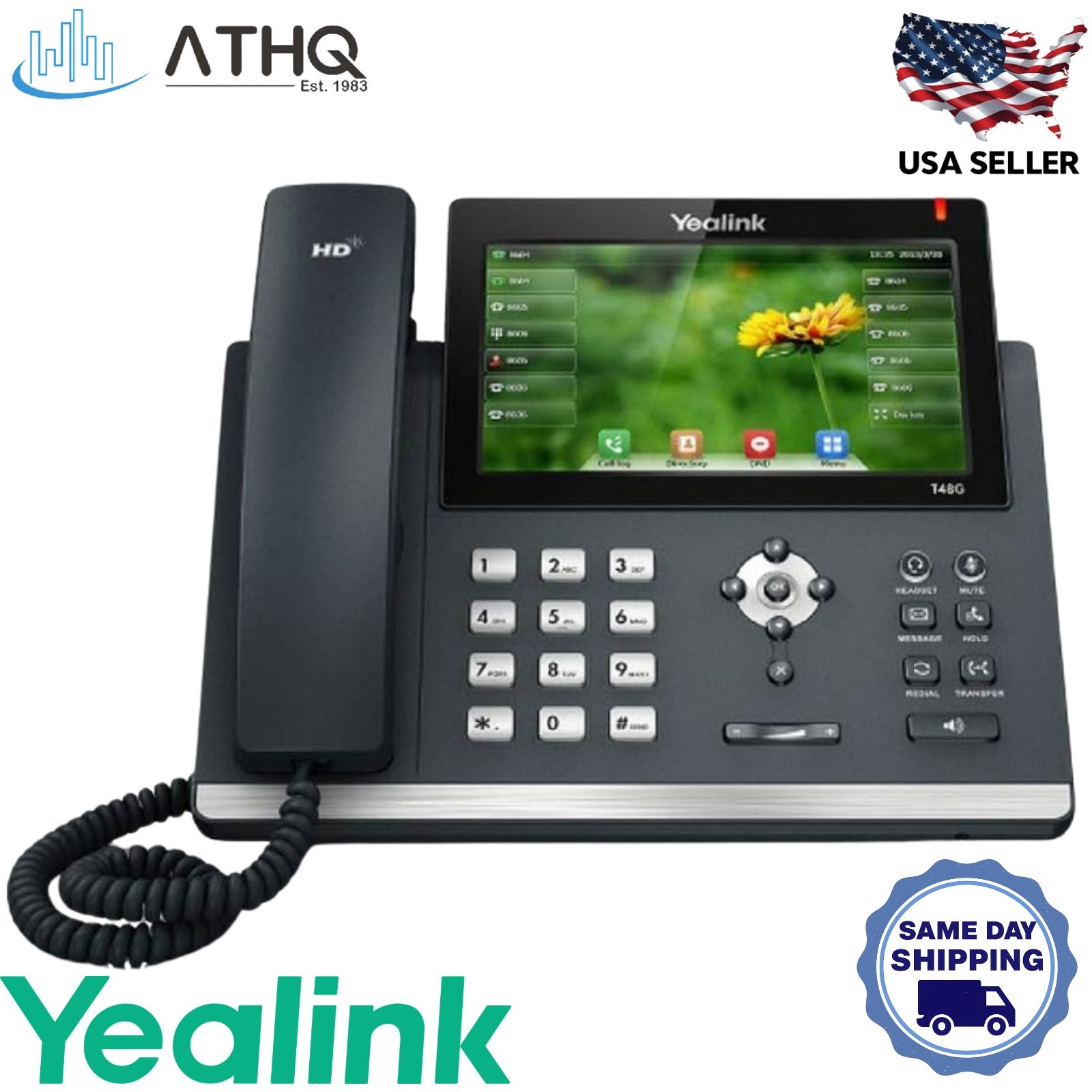 Yealink SIP-T48S 16-Line PoE IP Phone 7" Color Touchscreen GigE SIP VoIP - NEW