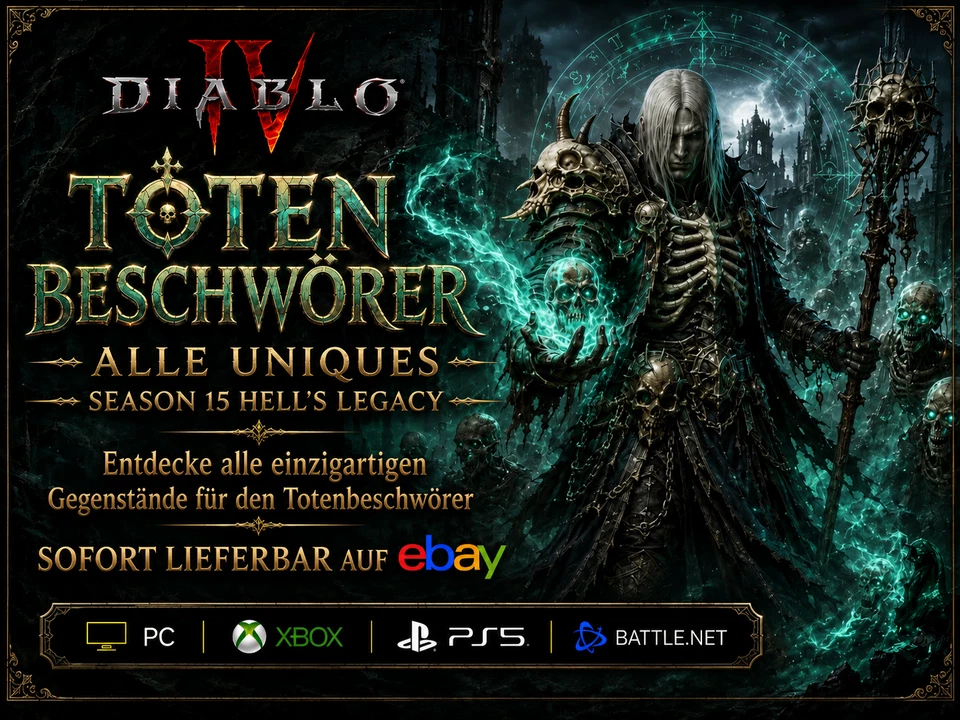Diablo 4 Items Necromancer All Uniques Season 15 Hell’s Legacy Xbox/PC/PS5 SC - Bild 1 von 1