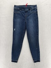 Spanx Jeans Womens Large High Rise Skinny Pull On Jeggings Distressed Raw Hem