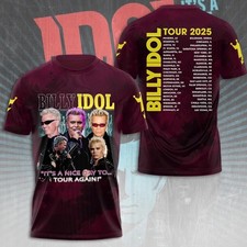 Billy Idol It's A Nice Day To Tour Again 2025 3D All Over Printed T-Shirt