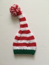 Handmade elf hat, knit Newborn elf hat, handmade baby Christmas Costume, Newborn