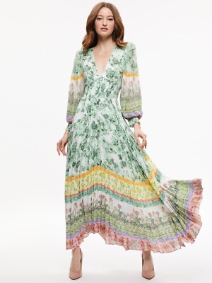 NWT Alice + Olivia Sion Sunburst Pleated Maxi Dress Size 2, Efflorescent | eBay NWT Alice + Olivia Sion Sunburst Pleated Maxi Dress Size 2, Efflorescent | eBay