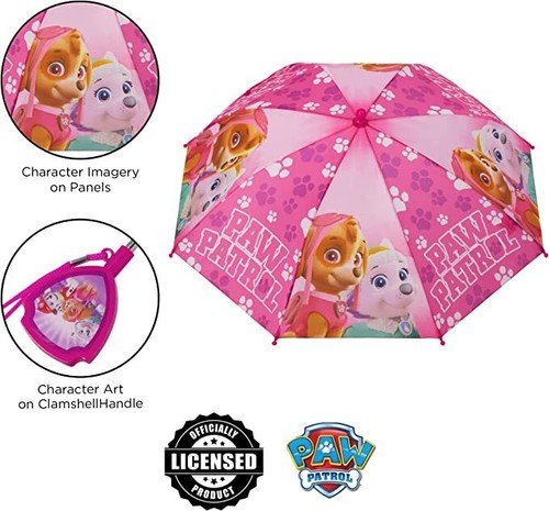 Nickelodeon Paw Patrol Kids Umbrella with Matching Raincoat for Girls Ages 2-7 - Picture 6 of 7