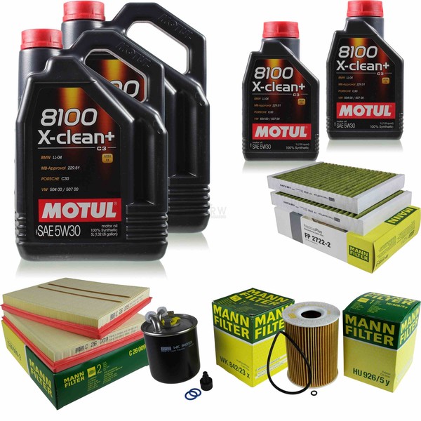 MANN-FILTER Inspektionspaket 12L Motul 5W-30 8100 X-Clean+ FüR Mercedes S-Klasse-image