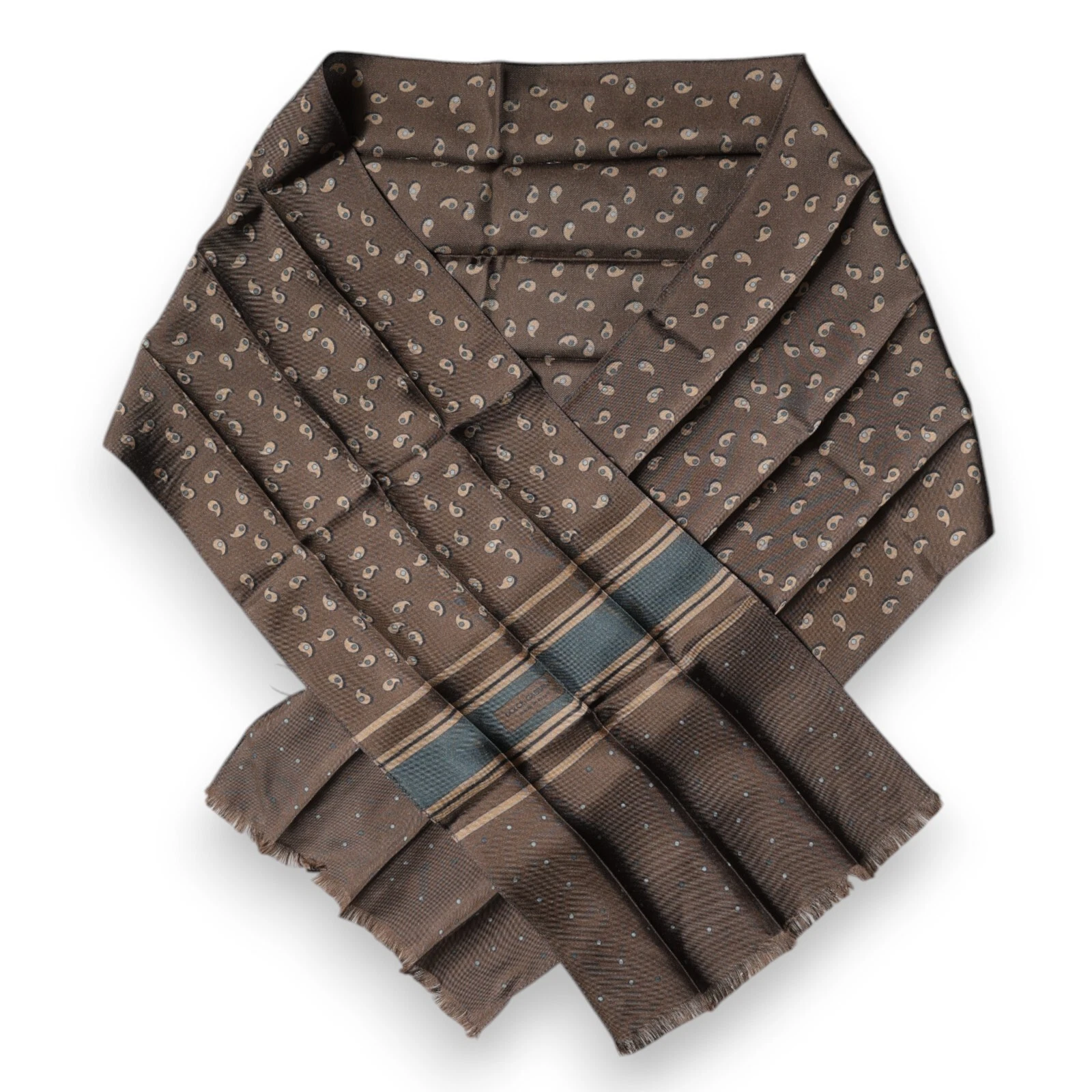 DOLCE & GABBANA Scarf Brown Fantasy Silk Neck Wrap Shawl 135cm x 23cm RRP 240usd