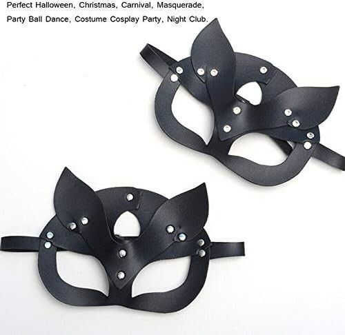 Katze Frau Maske Kunstleder sexy Augen Bondage Kostüm Party Halloween - Bild 4 von 13