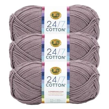 (3 Pack) Lion Brand Yarn 761-141S 24/7 Cotton® Yarn, Beechnut