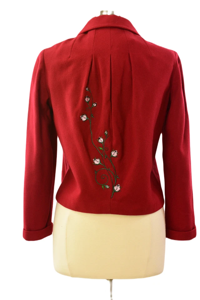 Blazer de lana ajustado Betty Rose vintage años 50 bordado peplum chaqueta talla S para mujer Foto 2 de 4